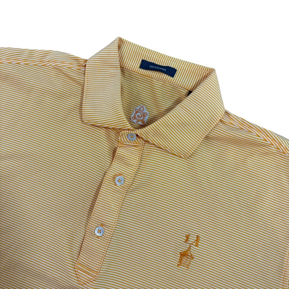 Turtleson Mens Performance Polo‎ Shirt Orange White Stripe Harbour Town Large